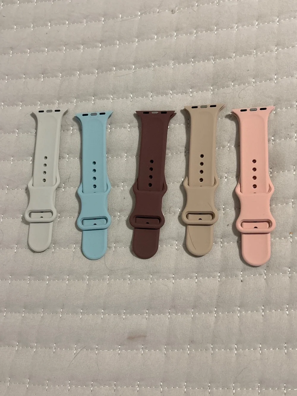 5 New Apple Watch Silicone Sport Bands  - Pastel Mix